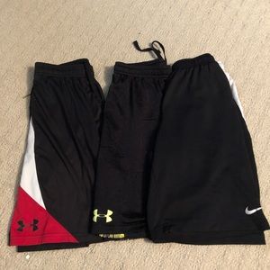 Boys UA and Nike Basketball Shorts